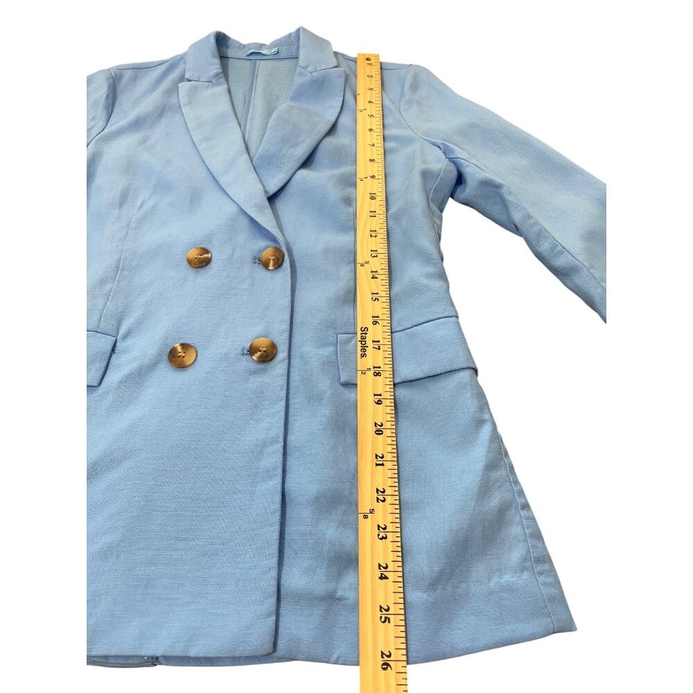 J. McLaughlin Womens Double-Breasted Blazer Size 2 Light Blue Linen Blend NEW - Picture 6 of 8